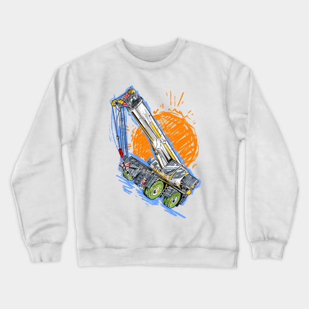 Mobile Crane Kiddy Drawing Crewneck Sweatshirt by damnoverload